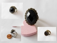 Bronze Ring mit 13x18 schwarzem Achat- facettiert-