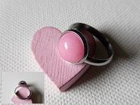 304 Edelstahl Ring mit 10 mm Jade Cabochon in rosa